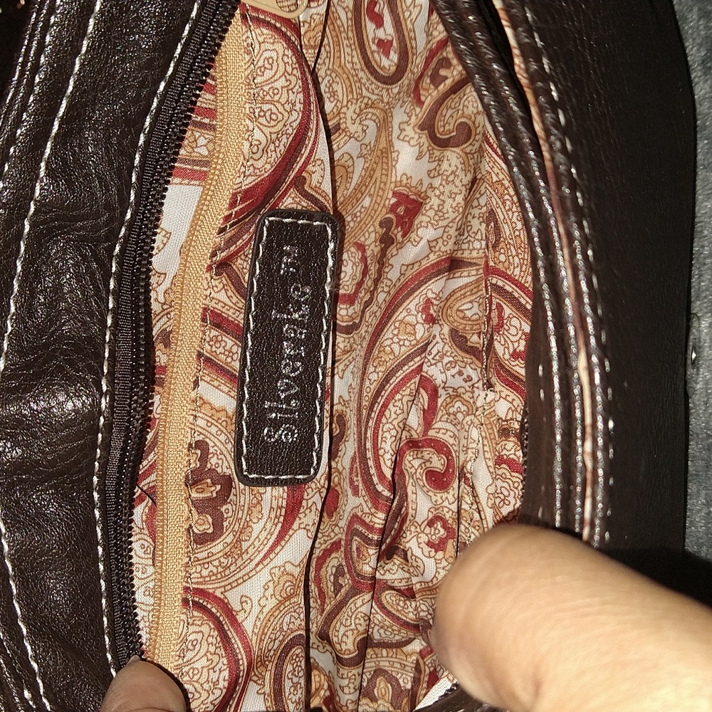 Brown Patchwork Cross Bling Purse - image 2